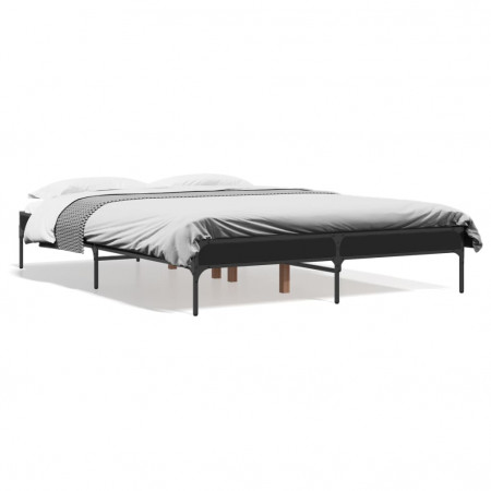 Cadru de pat, negru, 120x200 cm, lemn prelucrat și metal