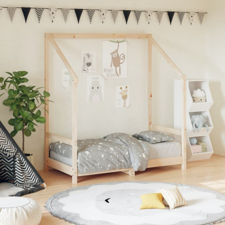 Cadru de pat pentru copii, 70x140 cm, lemn masiv de pin - Img 1