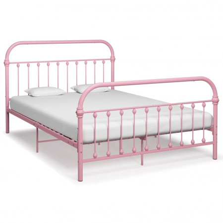 Cadru de pat, roz, 140 x 200 cm, metal - Img 1
