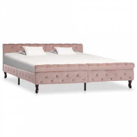 Cadru de pat, roz, 180 x 200 cm, catifea - Img 1