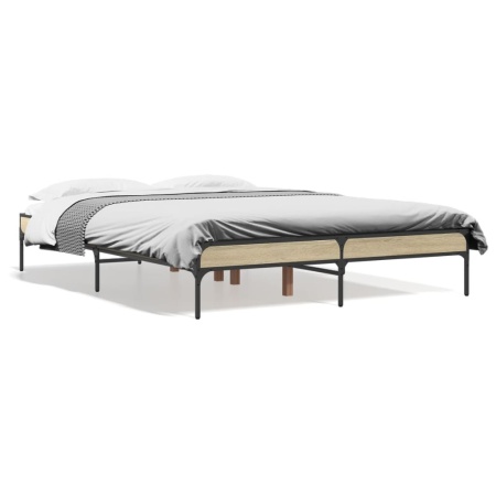 Cadru de pat, stejar sonoma, 140x190cm, lemn prelucrat și metal