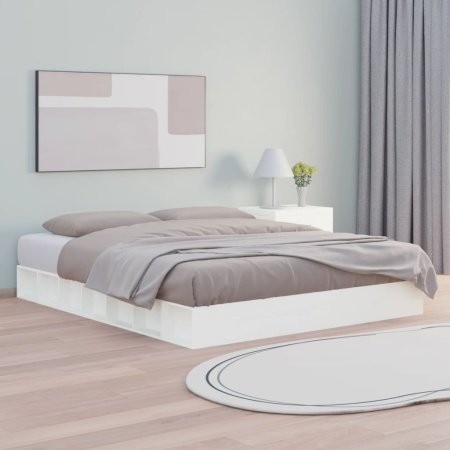 Cadru de pat Super King, alb, 180x200 cm, lemn masiv
