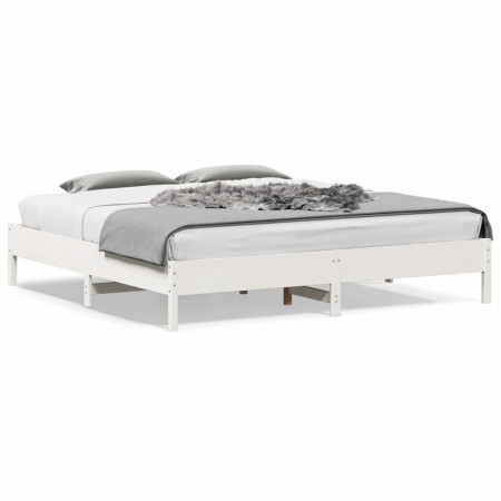 Cadru pat, alb, 180x200 cm, lemn masiv de pin - Img 1