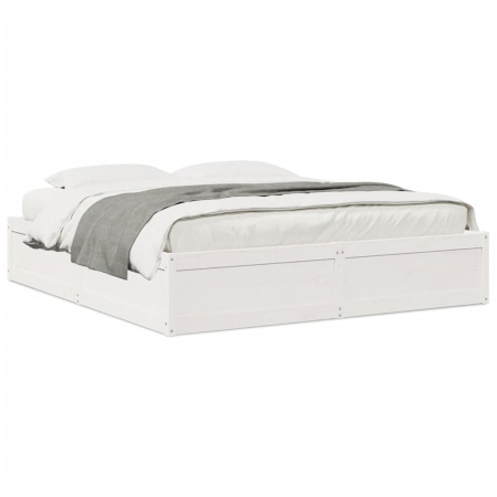 Cadru pat, alb, 180x200 cm, lemn masiv de pin