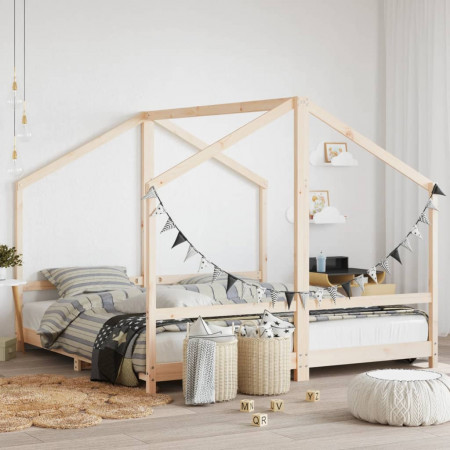 Cadru pat pentru copii, 2x(90x190) cm, lemn masiv de pin
