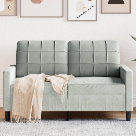 Canapea cu 2 locuri, gri deschis, 120 cm, catifea