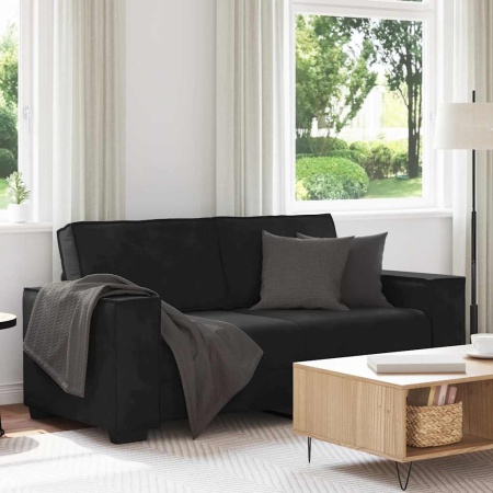Canapea cu 2 locuri, negru, 140 cm, catifea