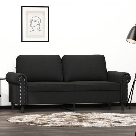 Canapea cu 2 locuri, negru, 140 cm, catifea