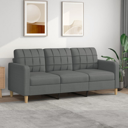 Canapea cu 3 locuri, gri închis, 180 cm, material textil - Img 1
