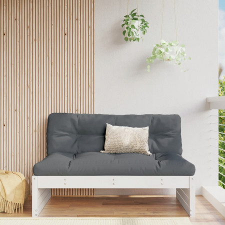 Canapea de mijloc de grădină, alb, 120x80 cm, lemn masiv pin - Img 1