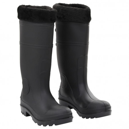 Cizme de ploaie cu șosete detașabile, negru, mărime 38, PVC - Img 1