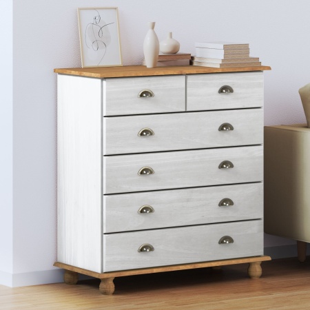 comodă ASKIM Alb 91x40x95,5 cm Lemn masiv de pin