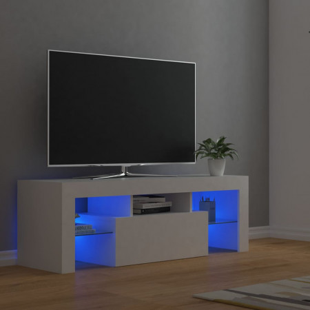 Comodă TV cu lumini LED, alb, 120x35x40 cm
