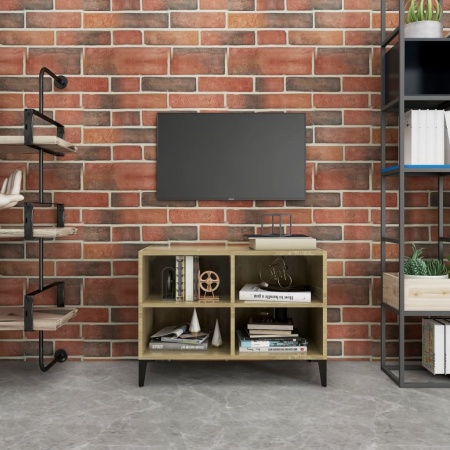 Comodă TV cu picioare de metal, stejar sonoma, 69,5x30x50 cm