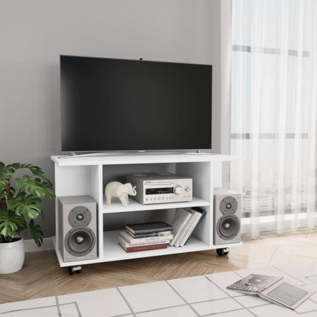 Comodă TV cu rotile, alb, 80 x 40 x 40 cm, PAL - Img 1