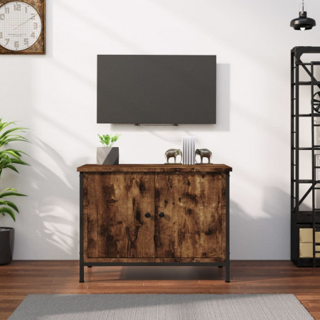 Comodă TV cu uși, stejar afumat, 60x35x45 cm, lemn prelucrat