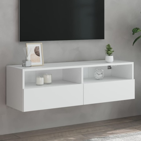 Comodă TV de perete, alb, 100x30x30 cm, lemn prelucrat