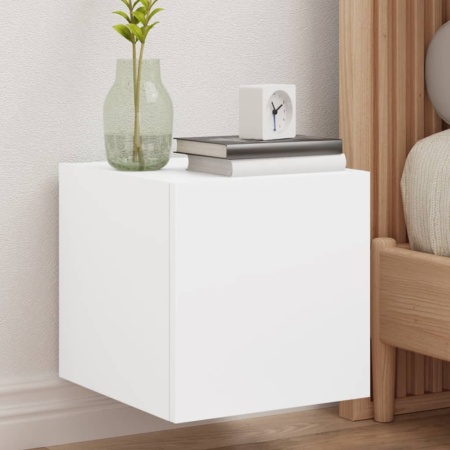 Comodă TV de perete cu lumini LED, alb, 30,5x35x30 cm