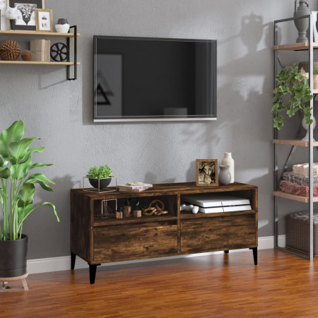 Comodă TV, stejar fumuriu, 100x34,5x44,5 cm, lemn prelucrat