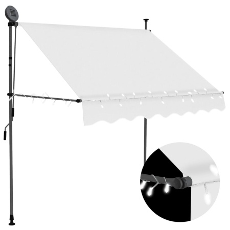 Copertină retractabilă manual cu LED, crem, 100 cm
