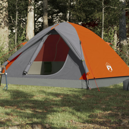 Cort camping 3 persoane gri/portocaliu 240x217x120cm tafta 190T - Img 1