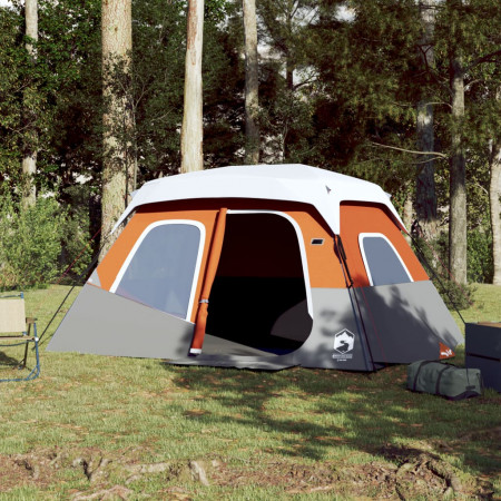 Cort camping cu LED pentru 6 persoane, gri deschis/portocaliu