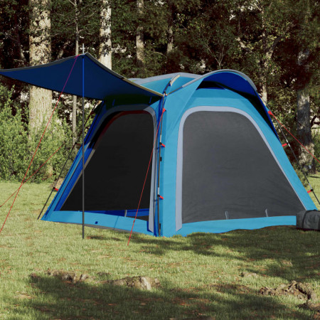 Cort de camping 4 persoane albastru, 240x221x160 cm, tafta 185T - Img 1