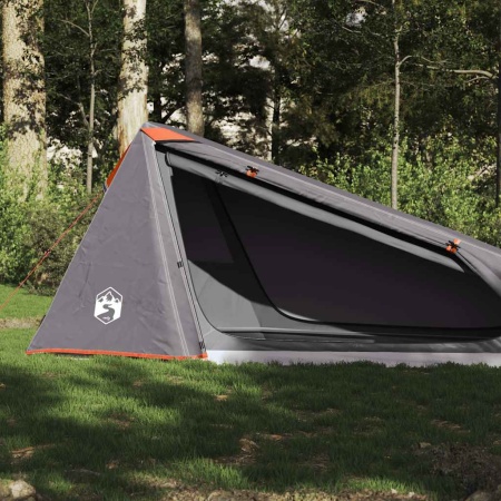 Cort de camping tunel 1 persoane, gri/portocaliu, impermeabil