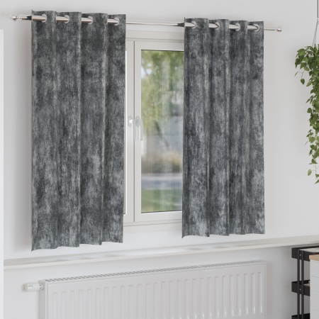 Cortine din catifea 2 buc cu inele Gri 175x140 cm