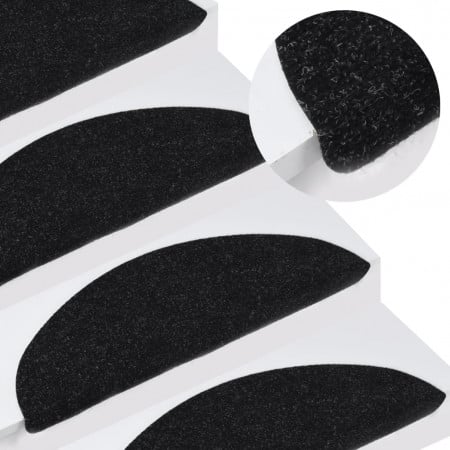 Covorașe de scări autoadezive, 10 buc., negru, 65x26 cm