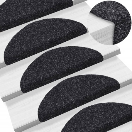 Covorașe scări autoadezive, 5 buc., negru, 56x17x3 cm, punch