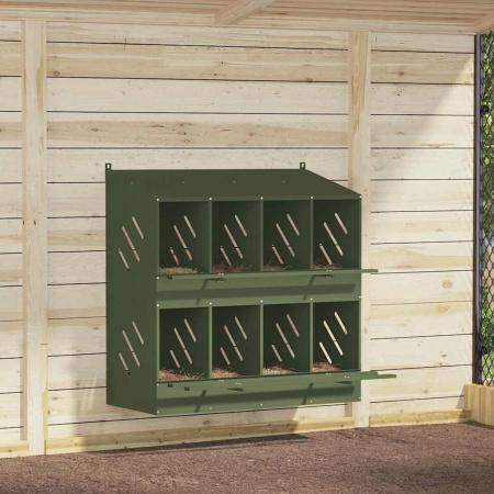 Cuibă pentru pui cu 8 compartimente, metal verde măsline