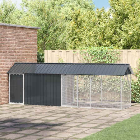 Cușcă pentru Păsări cu Extensie Anthracite 112x442x141 cm Oțel