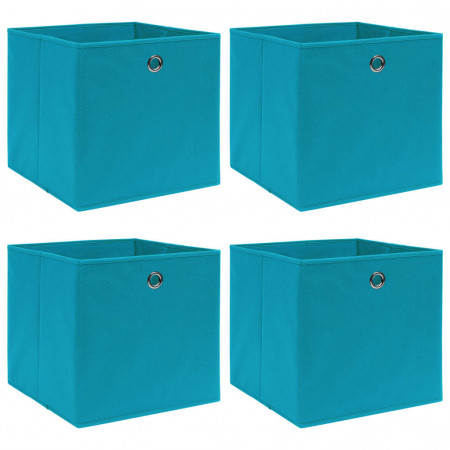 Cutii de depozitare, 4 buc., bleu, 32x32x32 cm, textil