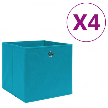 Cutii depozitare, 4 buc., albastru, 28x28x28 cm, textil nețesut - Img 1