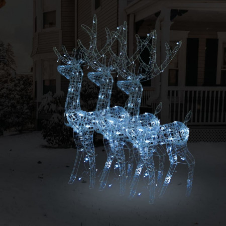 Decorațiuni reni de Crăciun, 3 buc., alb rece, 120 cm, acril - Img 1