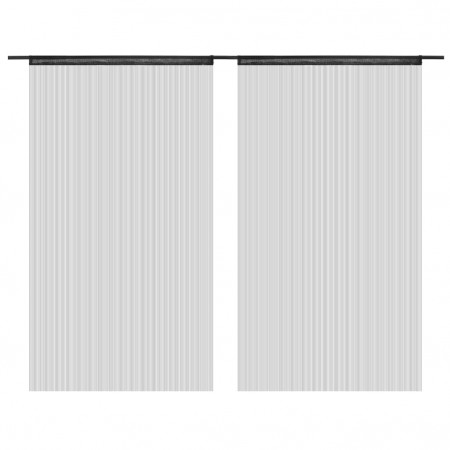 Draperii cu franjuri, 2 buc., 100 x 250 cm, negru