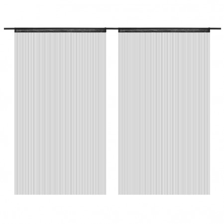 Draperii cu franjuri, 2 buc., 140 x 250 cm, negru - Img 1