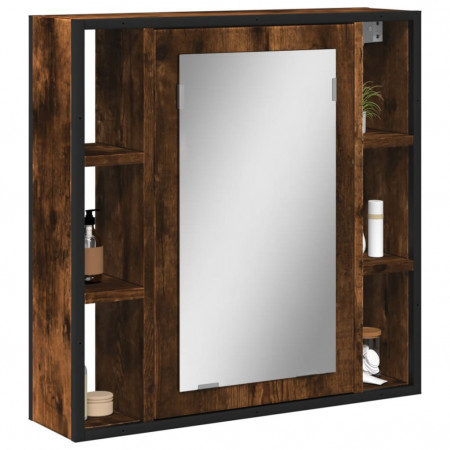 Dulap baie cu oglindă stejar fumuriu 60x16x60 cm lemn compozit