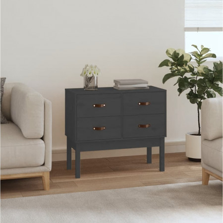 Dulap consolă, gri, 90x40x78 cm, lemn masiv de pin