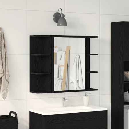 Dulap cu oglindă Stejar negru Lemn masiv de stejar Compact