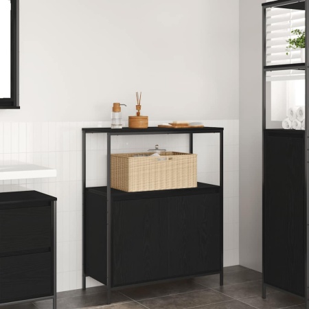 Dulap de baie cu rafturi Stejar negru 76,5x35x95 cm
