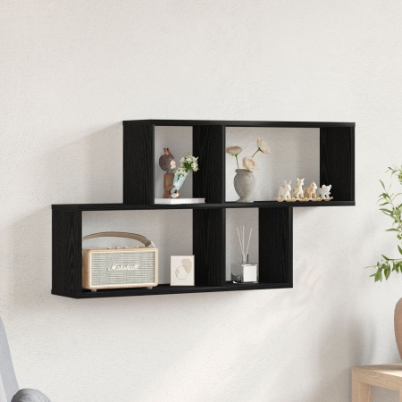 Dulap de Perete Negru din Stejar 76x15x53 cm Fabricat din Lemn Prelucrat
