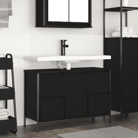 Dulap pentru chiuvetă cu sertare Stejar negru 90x34,5x60 cm