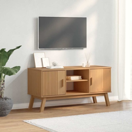 Dulap TV „OLDEN”, maro, 114x43x57 cm, lemn masiv pin