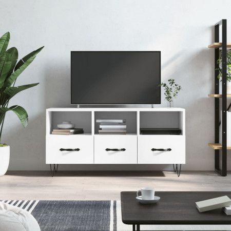 Dulap TV, alb, 102x36x50 cm, lemn prelucrat - Img 1