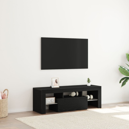 Dulap TV cu LED-uri, stejar negru, 120x35x40 cm