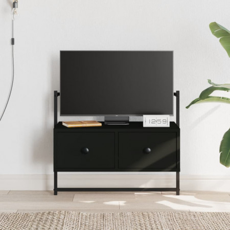 Dulap TV montat pe perete, negru, 60,5x30x51 cm, lemn prelucrat