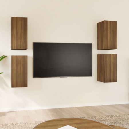 Dulapuri TV, 4 buc., stejar maro, 30,5x30x60 cm, lemn prelucrat