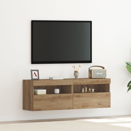 Dulapuri TV cu Lumini LED 2 buc Artisan Stejar 60x30x40 cm